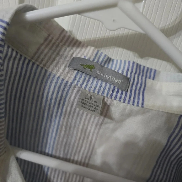 Horny Toad Airbrush Long Sleeve Shirt in Blue Pinstripe, Lightweight, EUC! - Picture 8 of 12